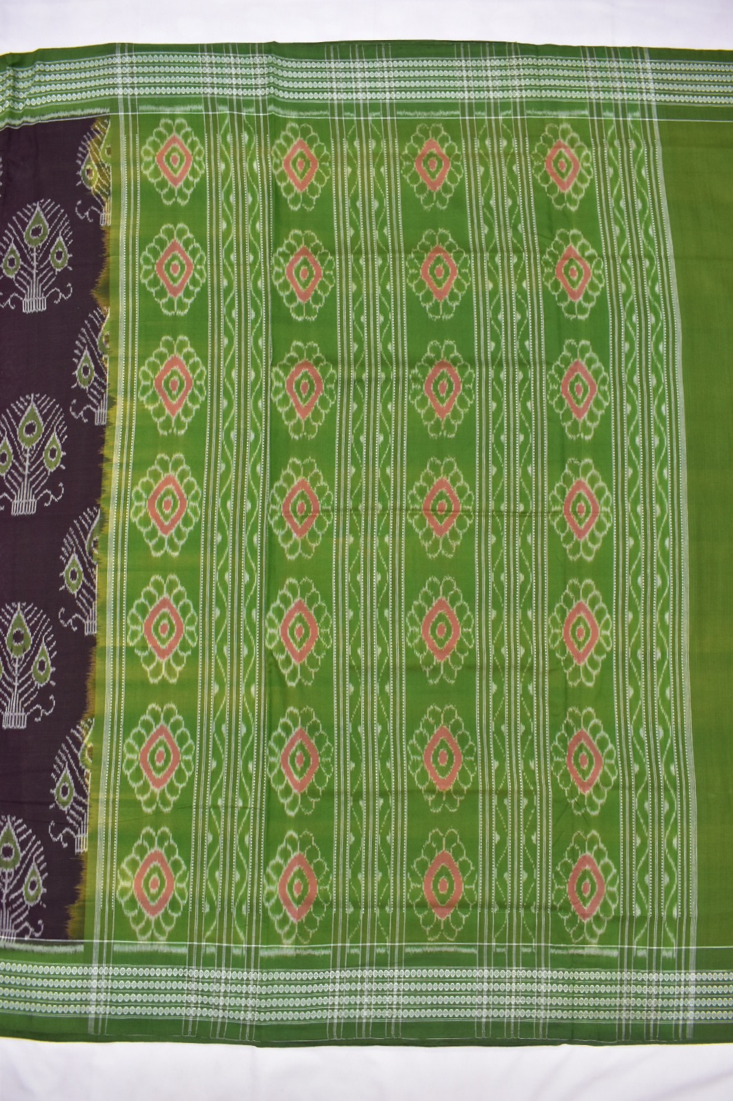 Coffe Colour Sambalpuri Handloom Bandha Saree - Image 2