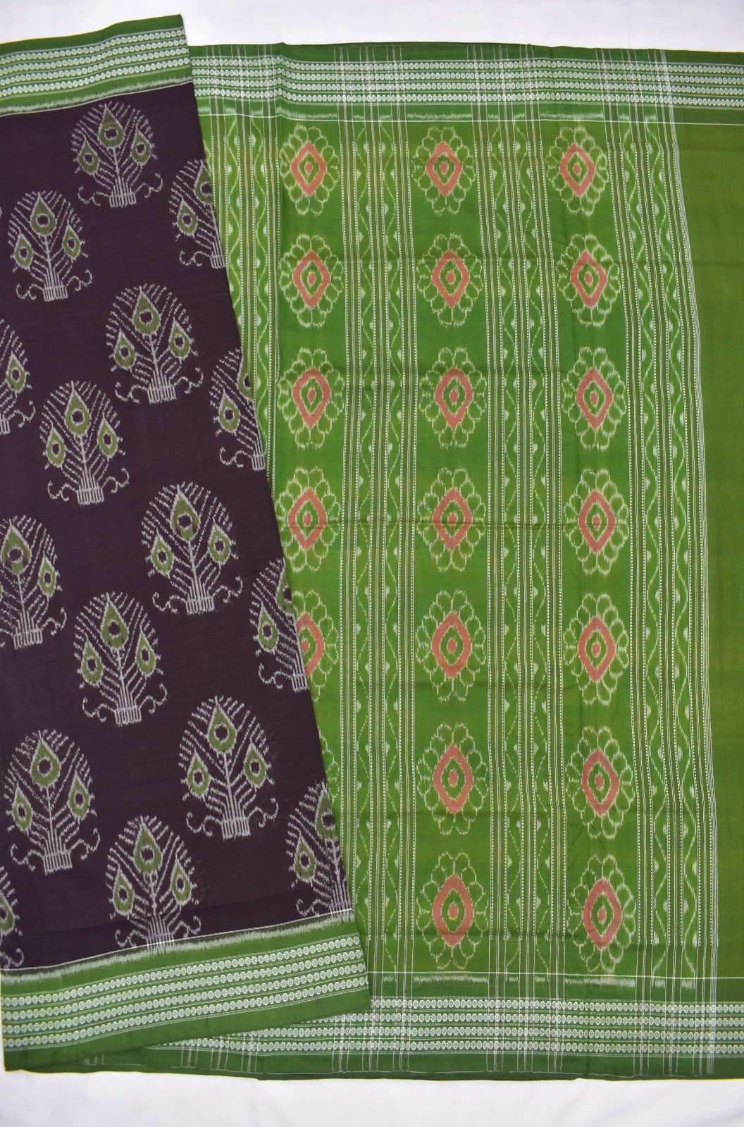 Coffe Colour Sambalpuri Handloom Bandha Saree - Image 5