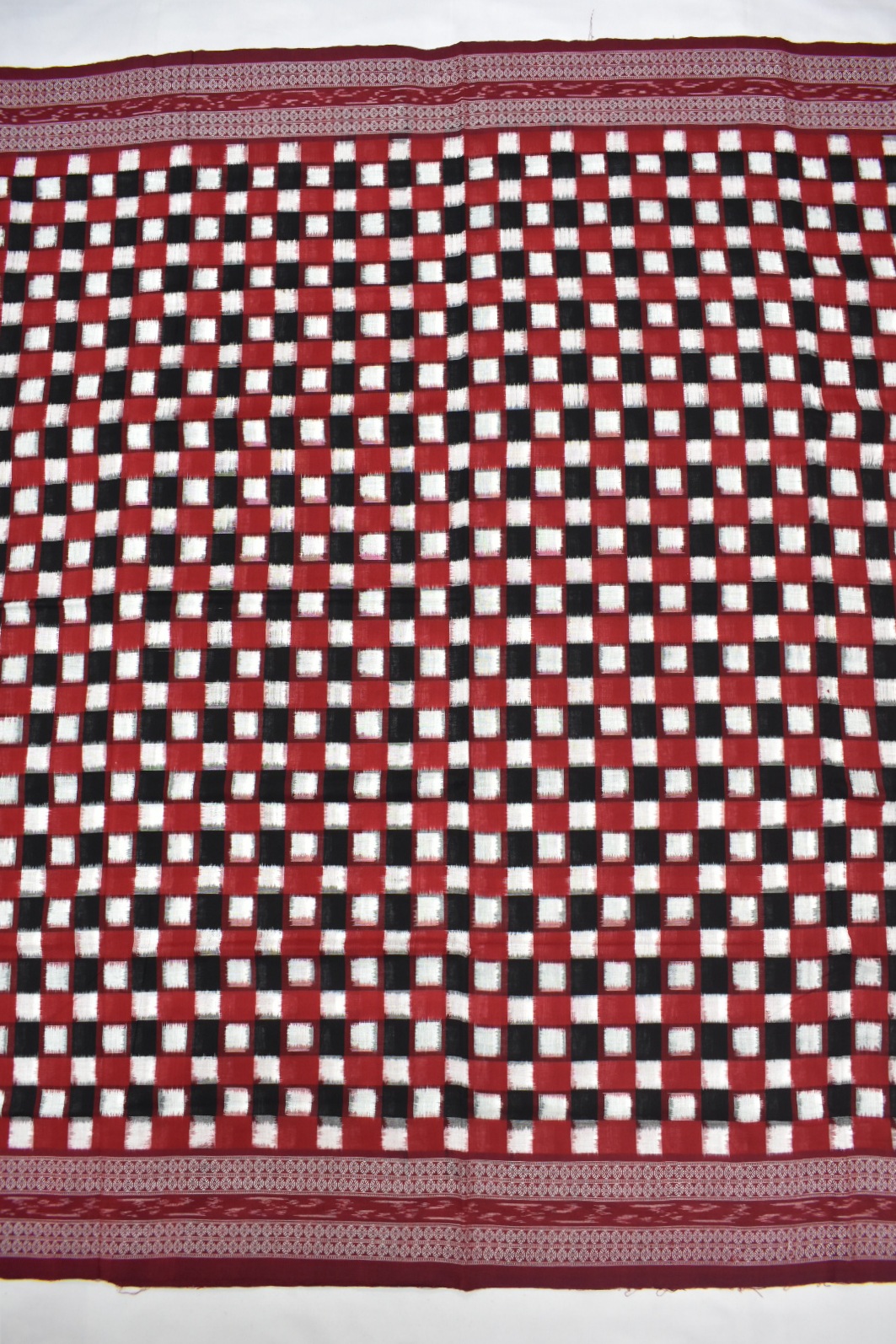 Red-Black Pasapali Design Sambalpuri Handloom Cotton Bandha Saree