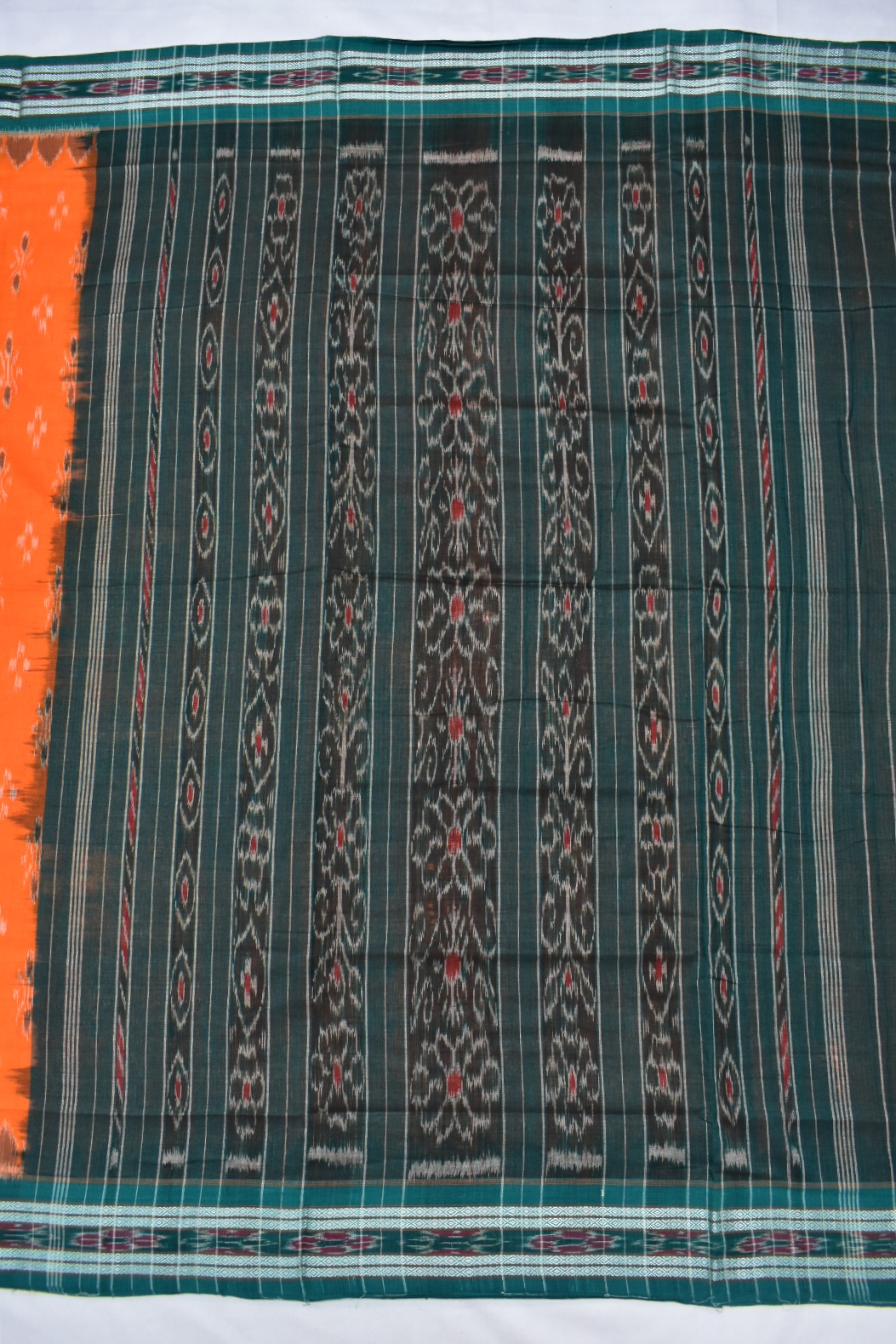 Orange Colour Sambalpuri Handloom Bandha Saree - Image 2