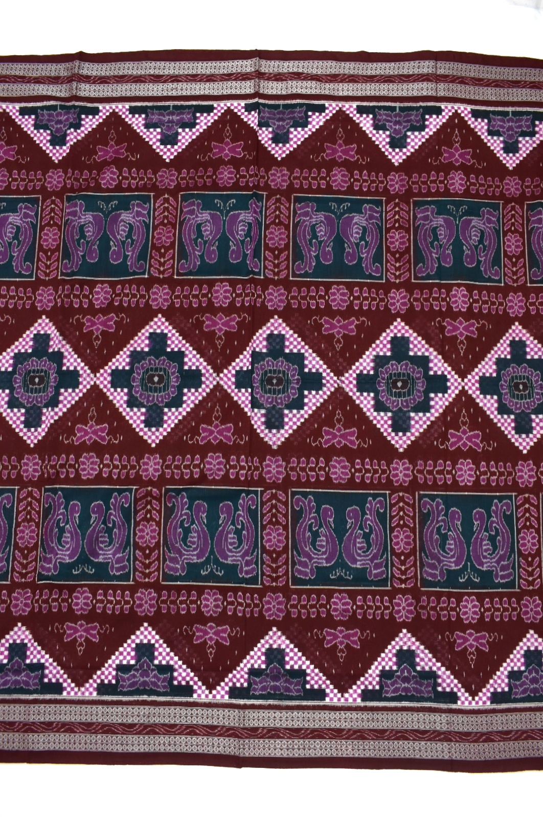 Sumati-Maroon Colour Pasapali Design Sambalpuri Handloom Cotton Bandha Saree