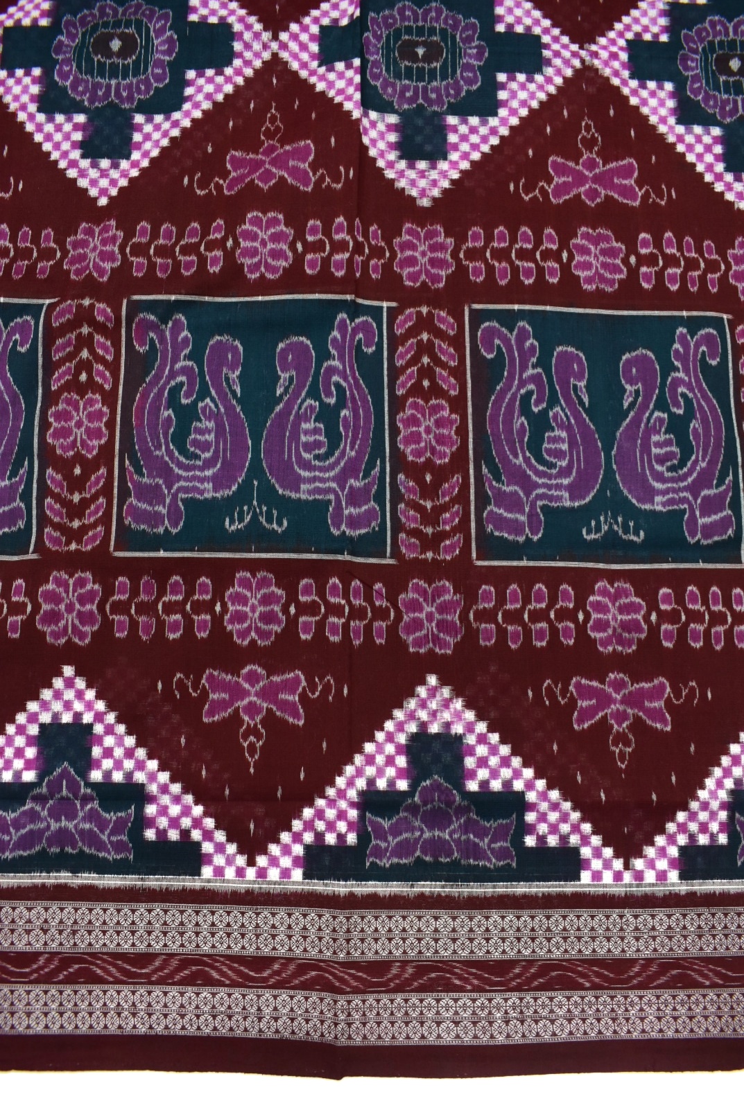 Sumati-Maroon Colour Pasapali Design Sambalpuri Handloom Cotton Bandha Saree - Image 4