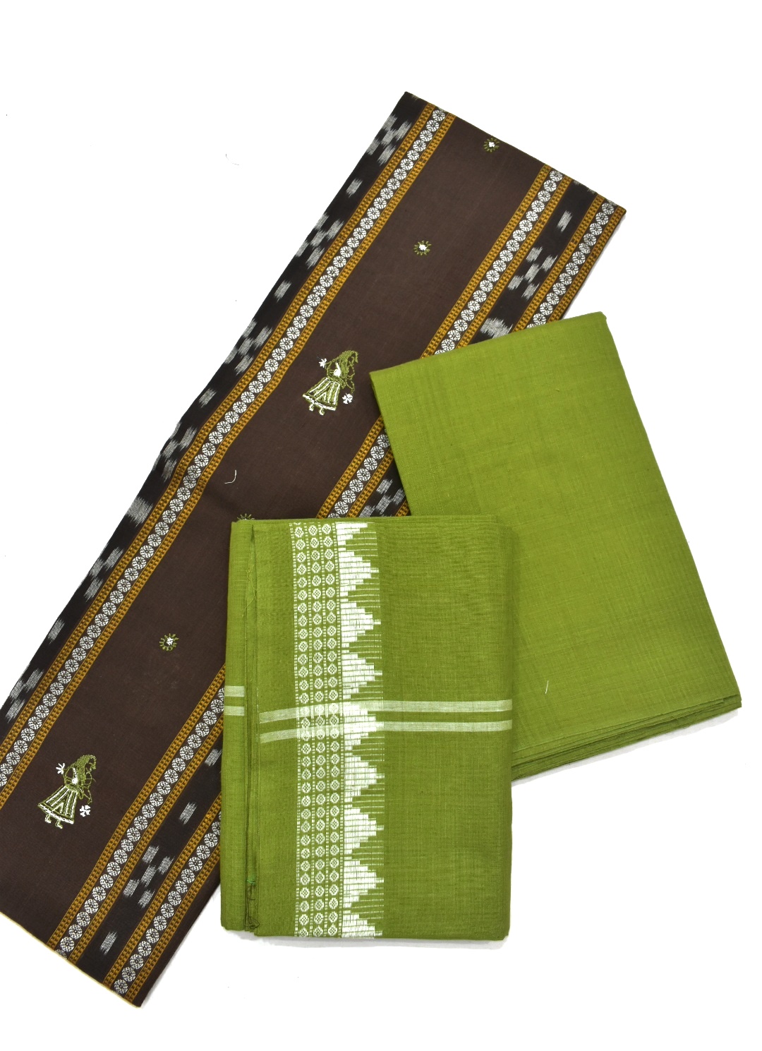 Brown Colour Sambalpuri Handloom Cotton Bomkai Dress Material