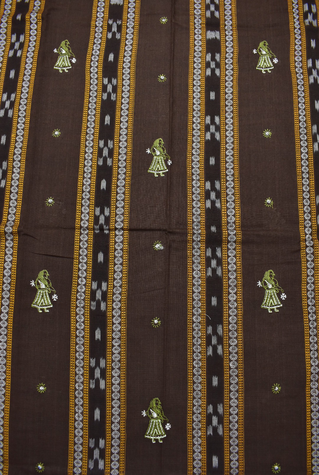 Brown Colour Sambalpuri Handloom Cotton Bomkai Dress Material - Image 4