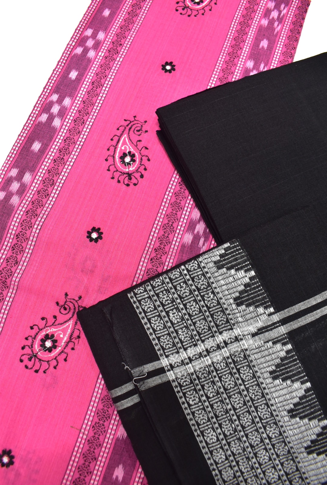 Pink Colour Sambalpuri Handloom Cotton Bomkai Dress Material - Image 2