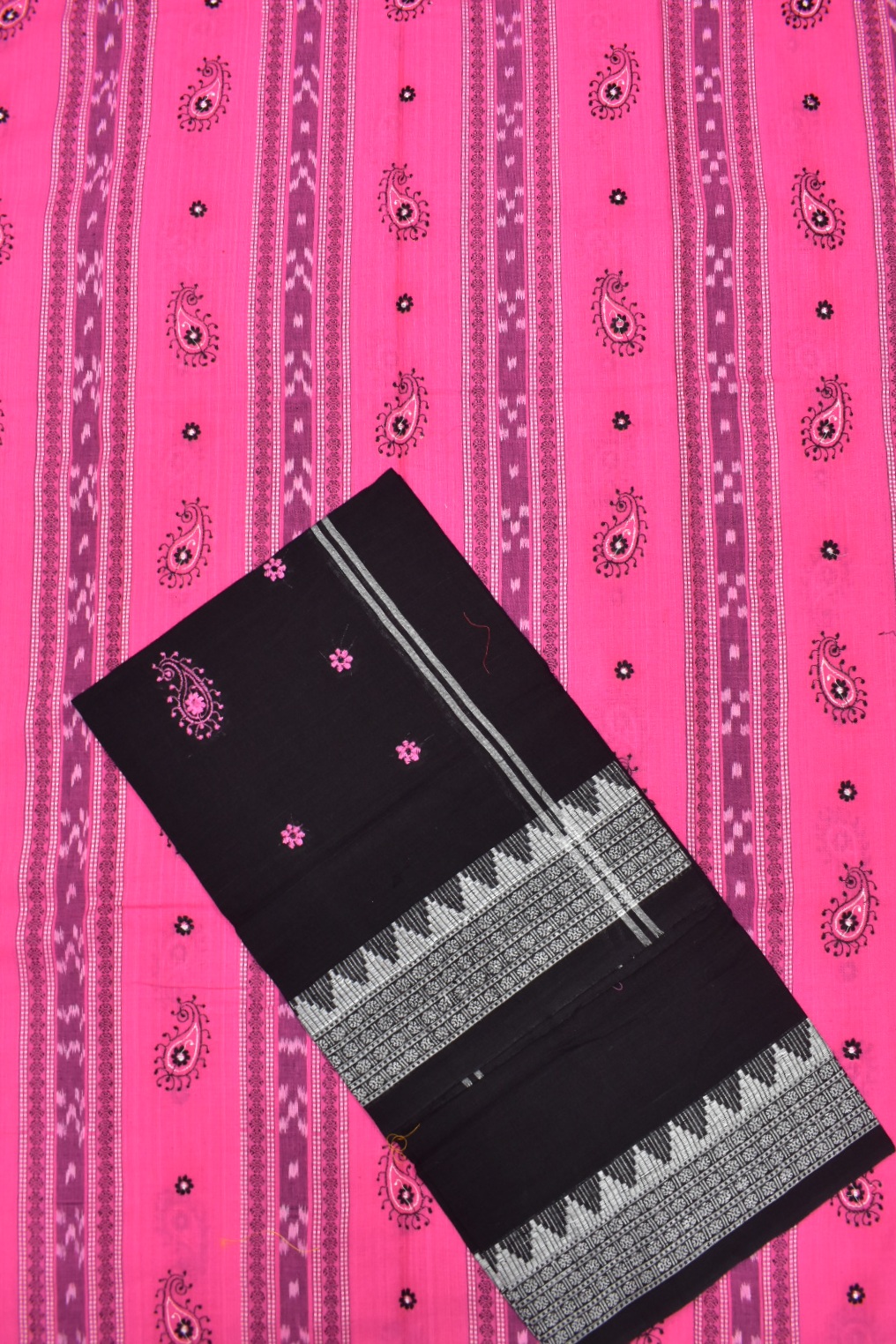 Pink Colour Sambalpuri Handloom Cotton Bomkai Dress Material - Image 3