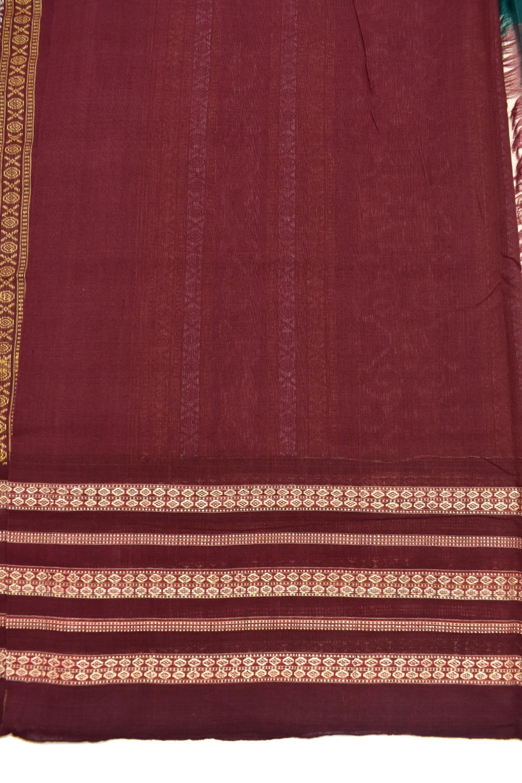 Cream-Green Colour Sambalpuri Handloom Cotton Bomkai Saree - Image 6
