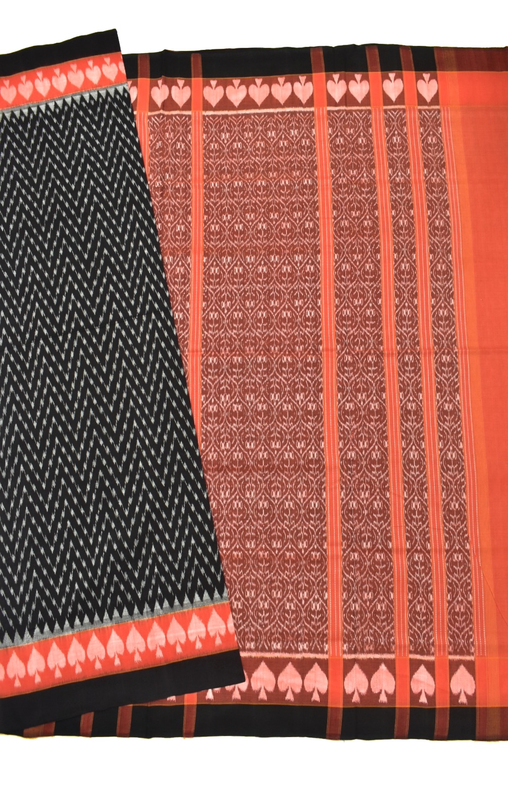Black Colour Sambalpuri Handloom Cotton Bandha Saree - Image 5