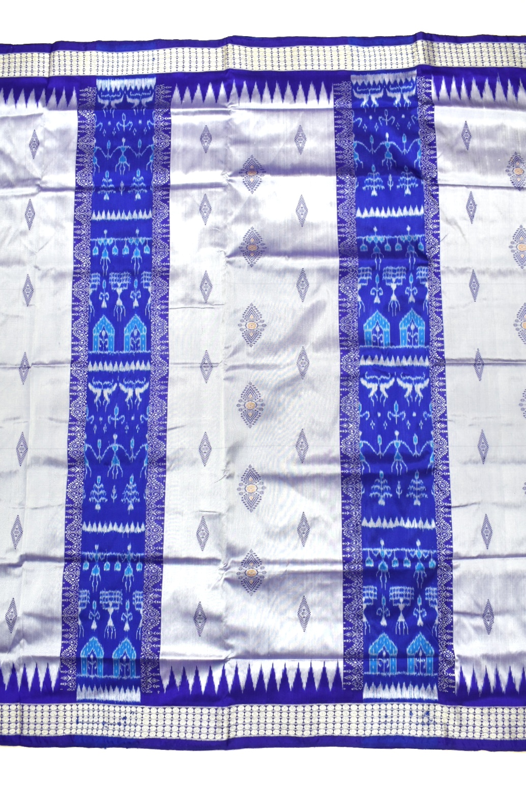 Silver-Blue Combination Sambalpuri Handloom Silk Saree