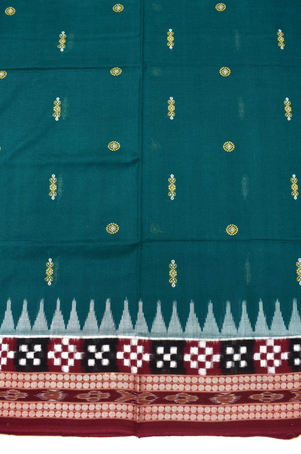 Green Colour Pasapali Design Sambalpuri Handloom Cotton Saree - Image 4