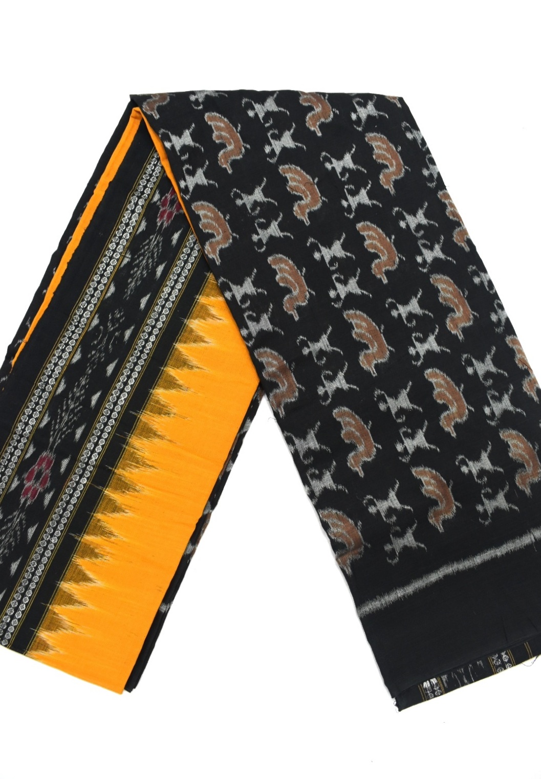 Black Colour Sambalpuri Handloom Cotton Dress Material - Image 2