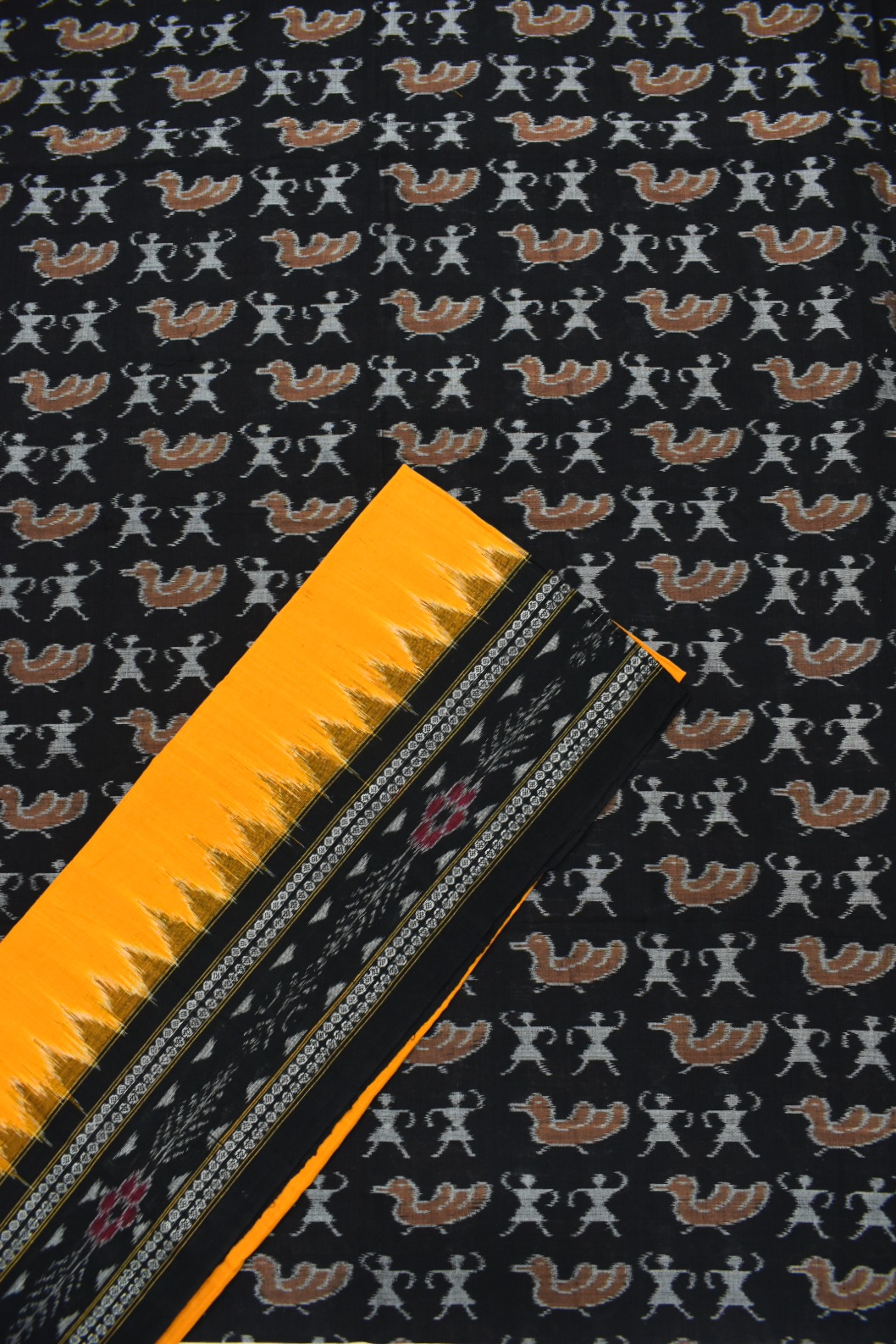 Black Colour Sambalpuri Handloom Cotton Dress Material