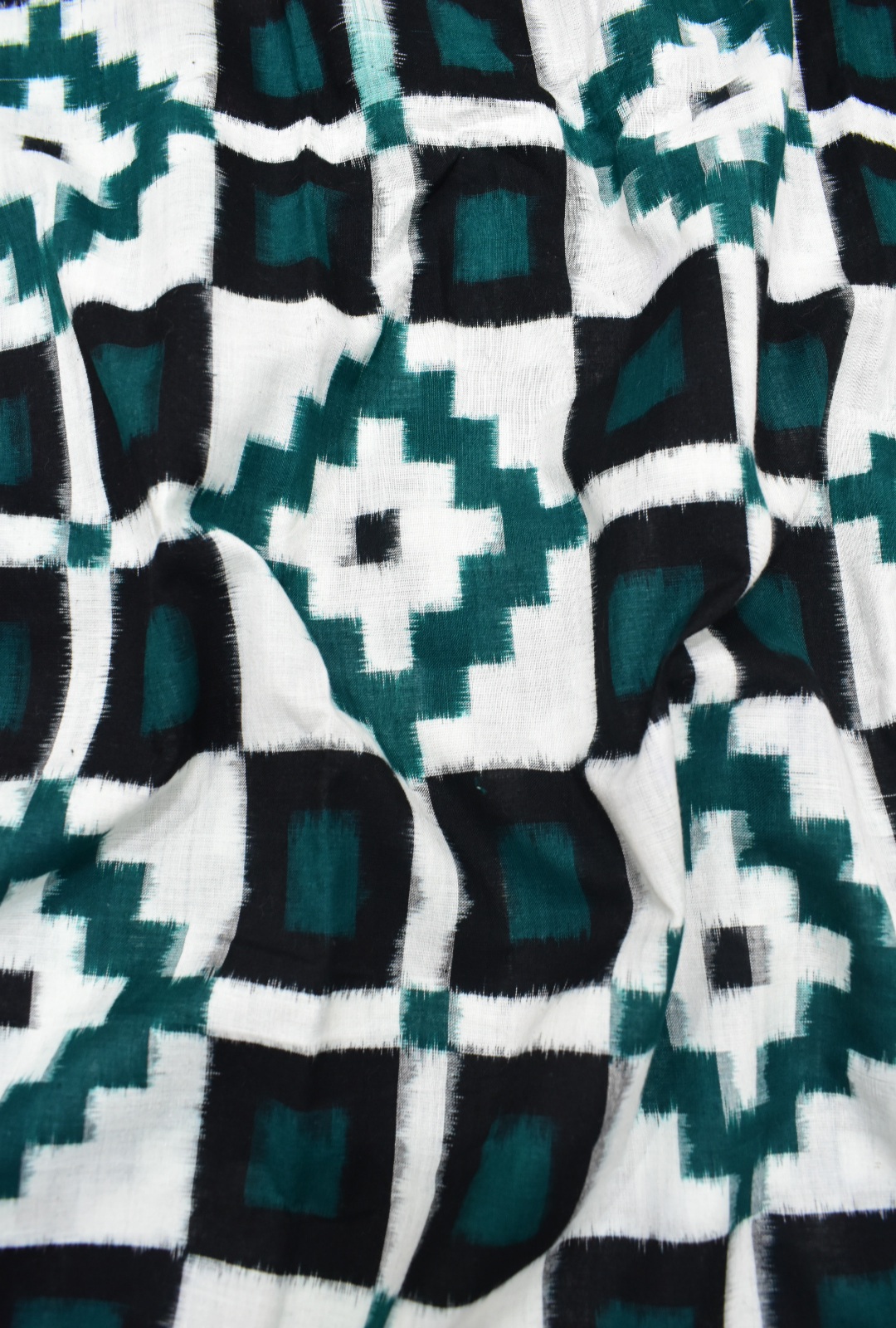 Green-White Colour Pasapali Design Sambalpuri Handloom Cotton Dress Material - Image 6