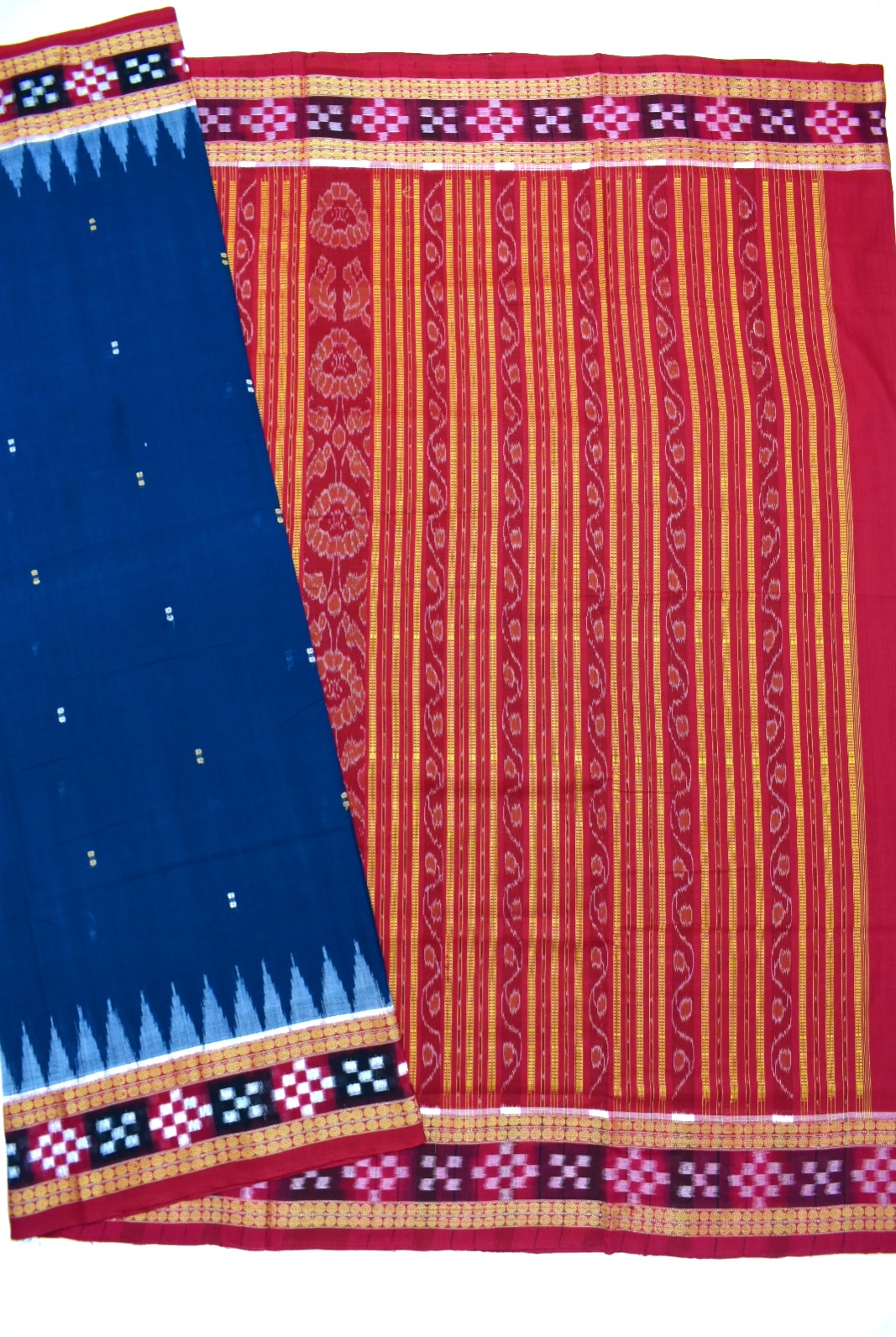 Sumati Colour Pasapali Border Sambalpuri Handloom Cotton Saree - Image 5