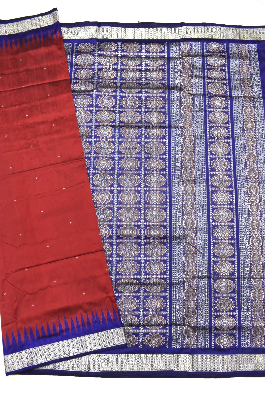 Maroon Colour Sambalpuri Handloom Bomkai Silk Saree - Image 5