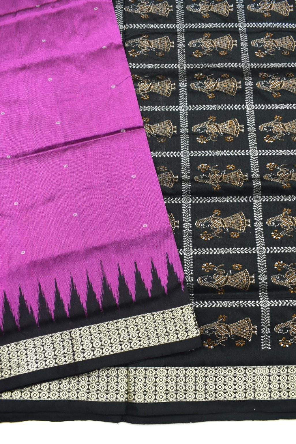 Rani Colour Sambalpuri Handloom Bomkai Silk Saree - Image 3