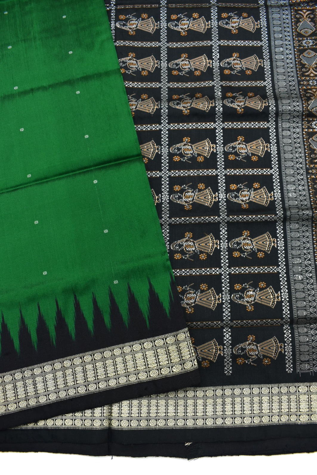 DeepGreen Colour Sambalpuri Handloom Bomkai Silk Saree - Image 3