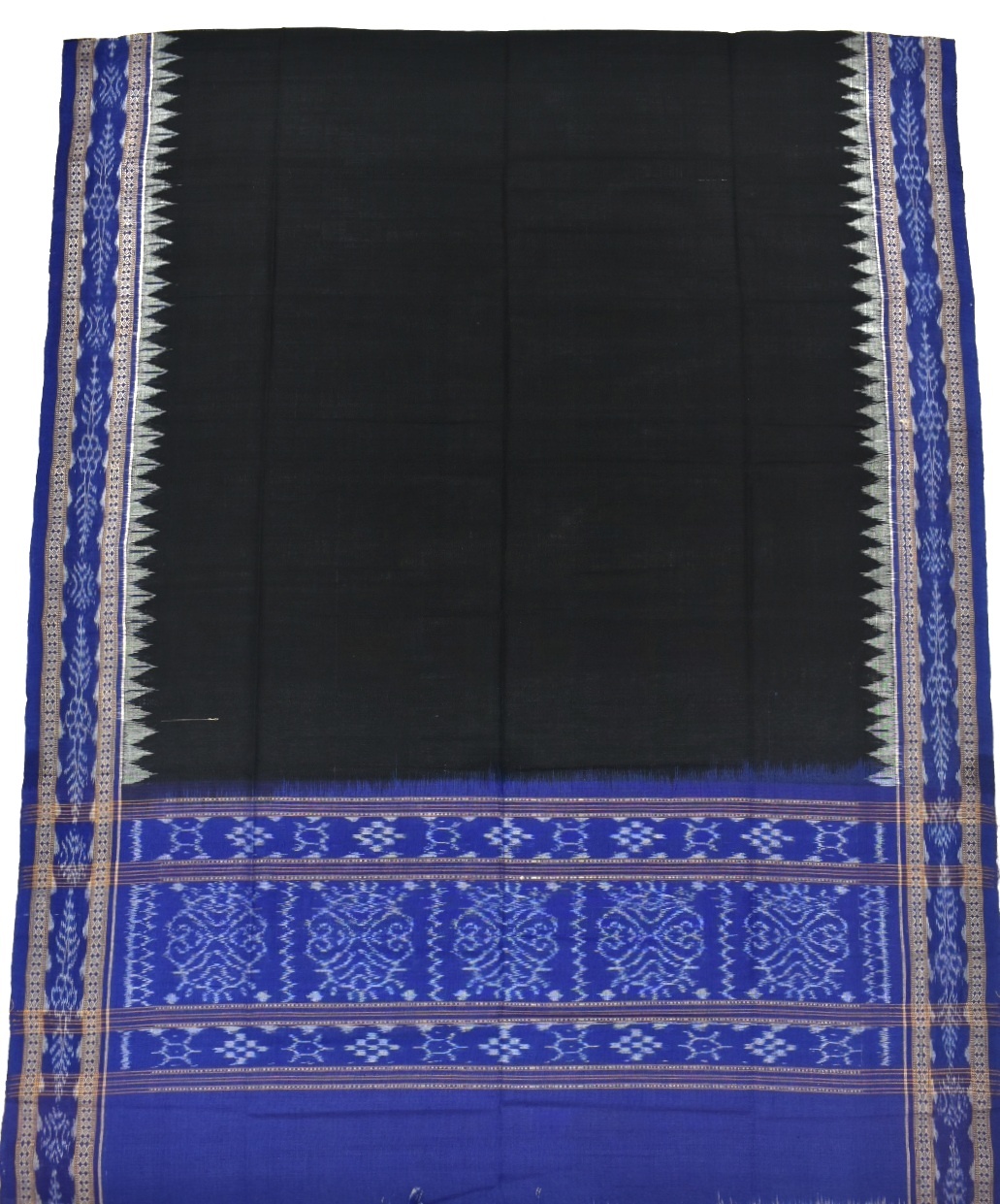 Black-Blue Combination Sambalpuri Handloom Cotton Dupatta