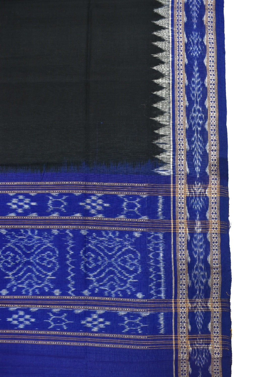 Black-Blue Combination Sambalpuri Handloom Cotton Dupatta - Image 2