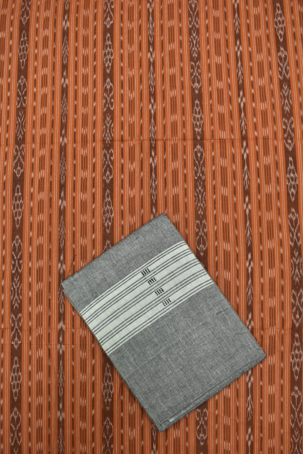 Rust Colour Sambalpuri Handloom Cotton Dress Material