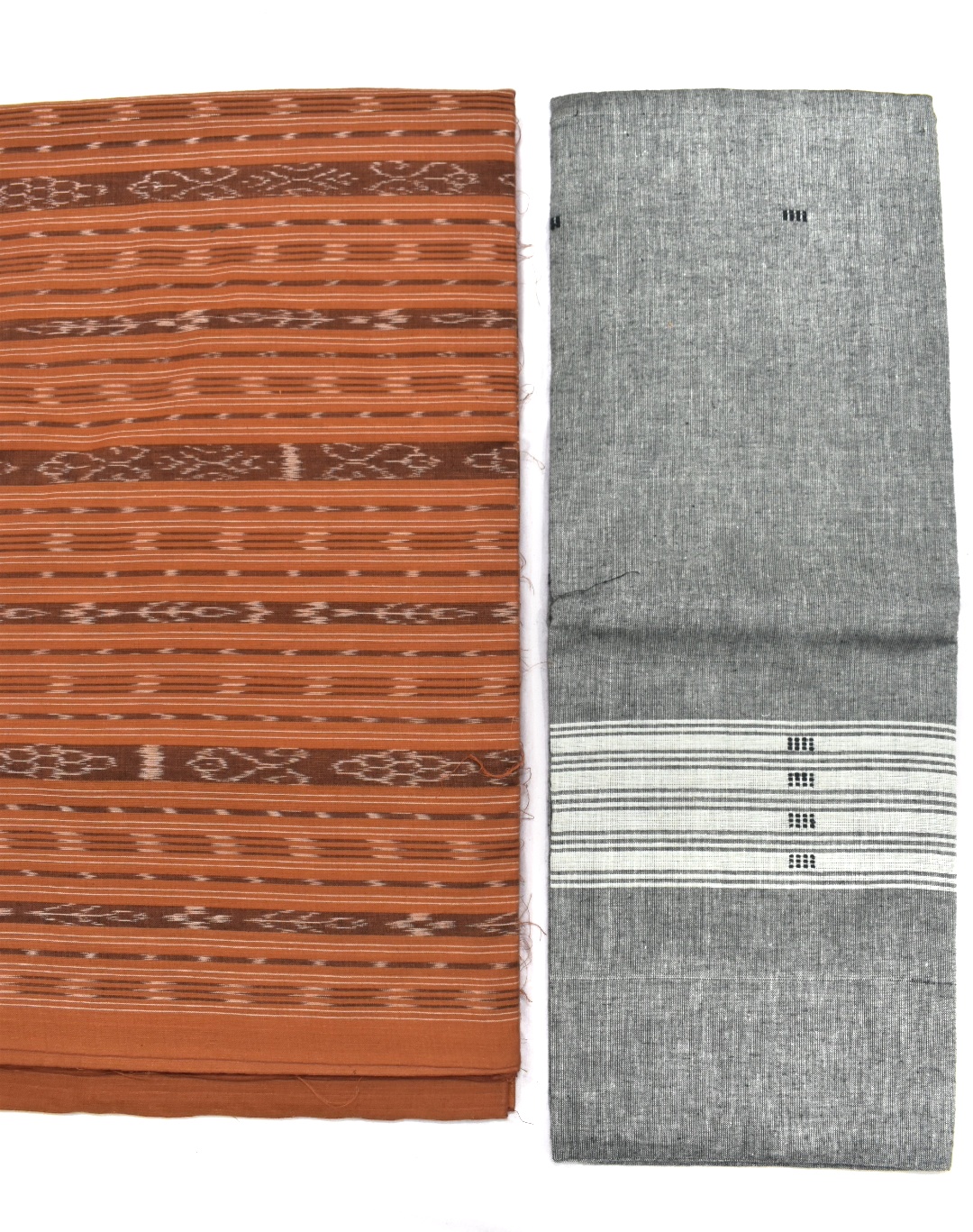 Rust Colour Sambalpuri Handloom Cotton Dress Material - Image 2
