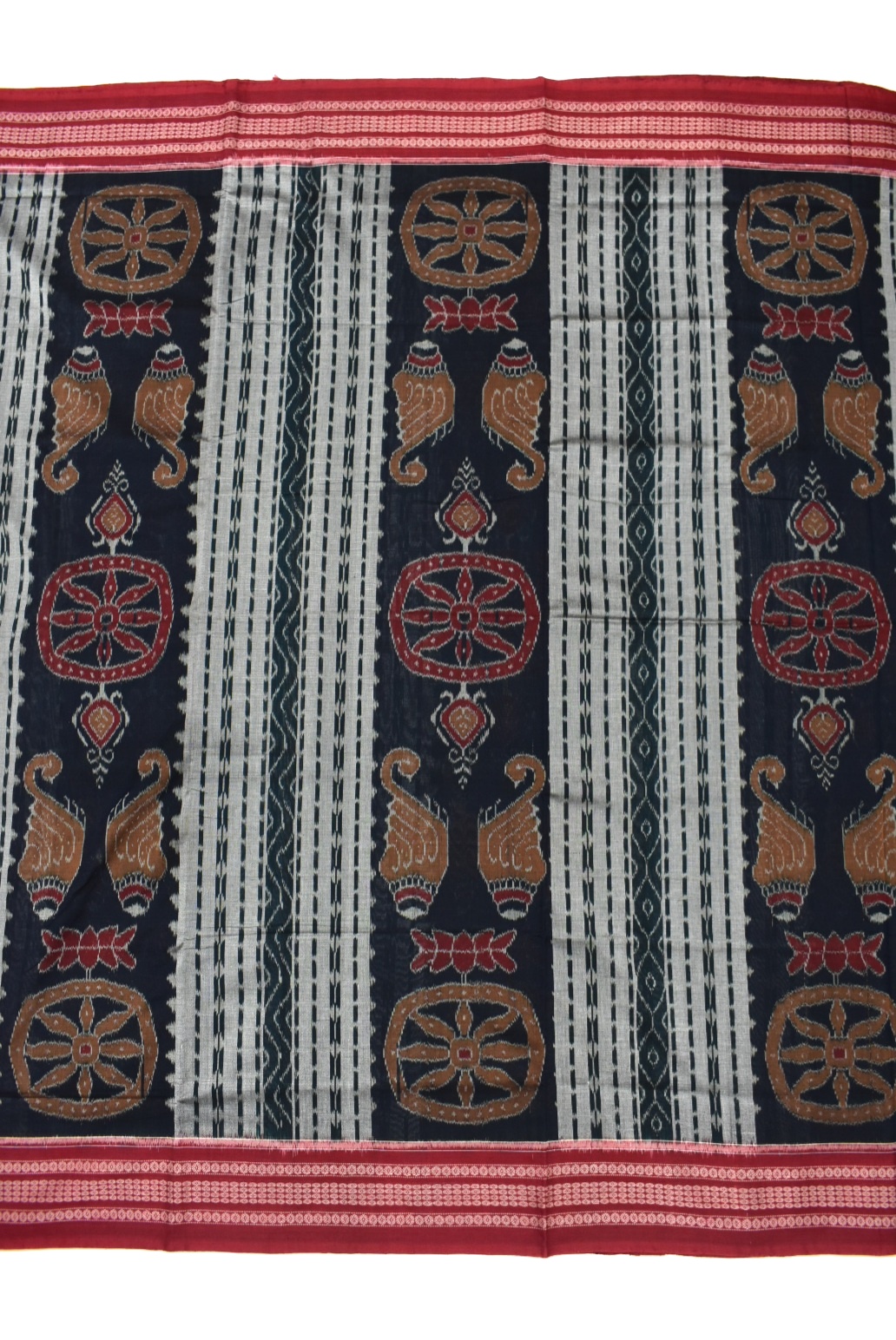 BottleGreen Colour Sambalpuri Handloom Cotton Bandha Saree