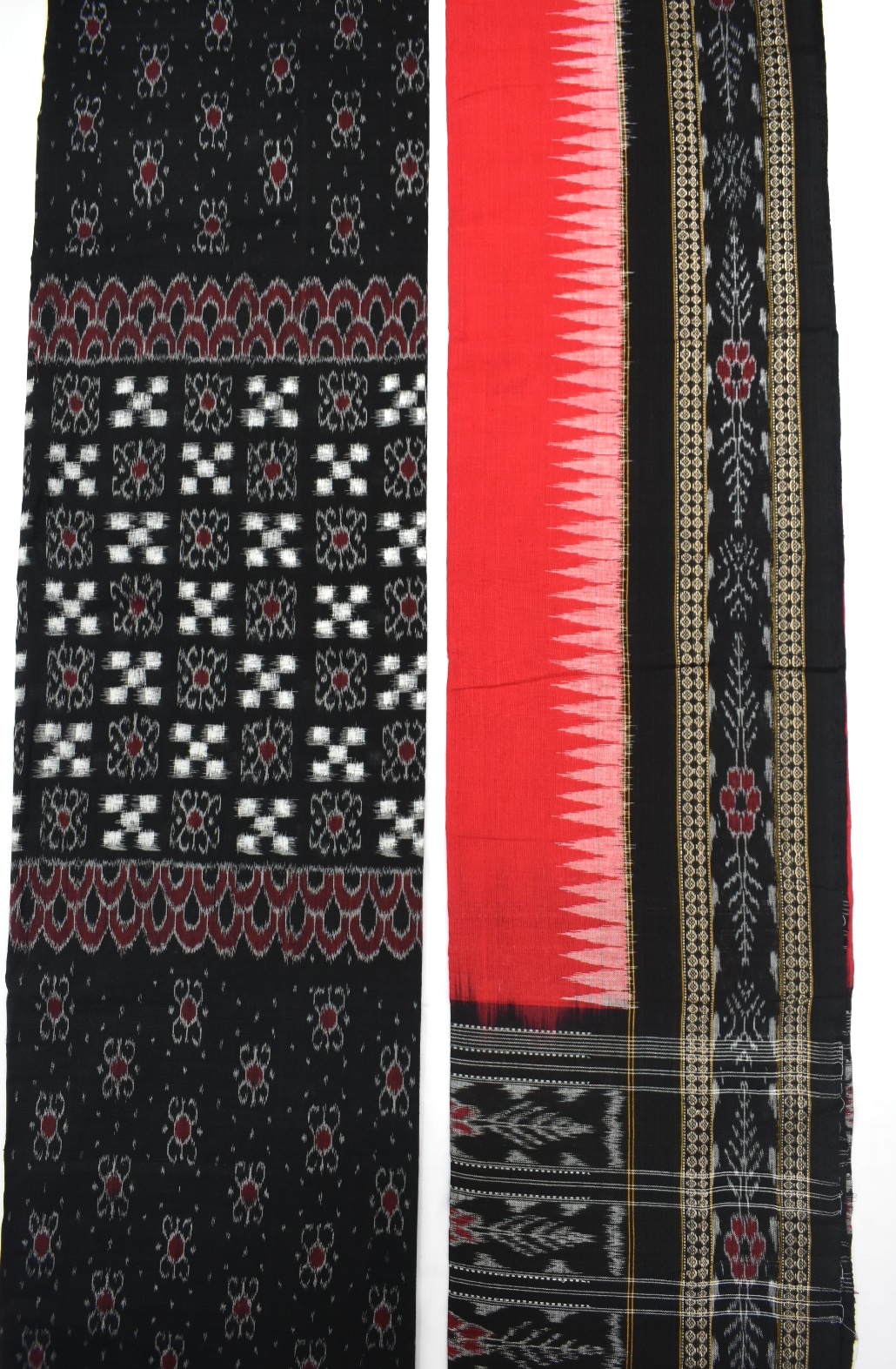 Black Colour Pasapali Design Sambalpuri Handloom Cotton Dress Material - Image 4