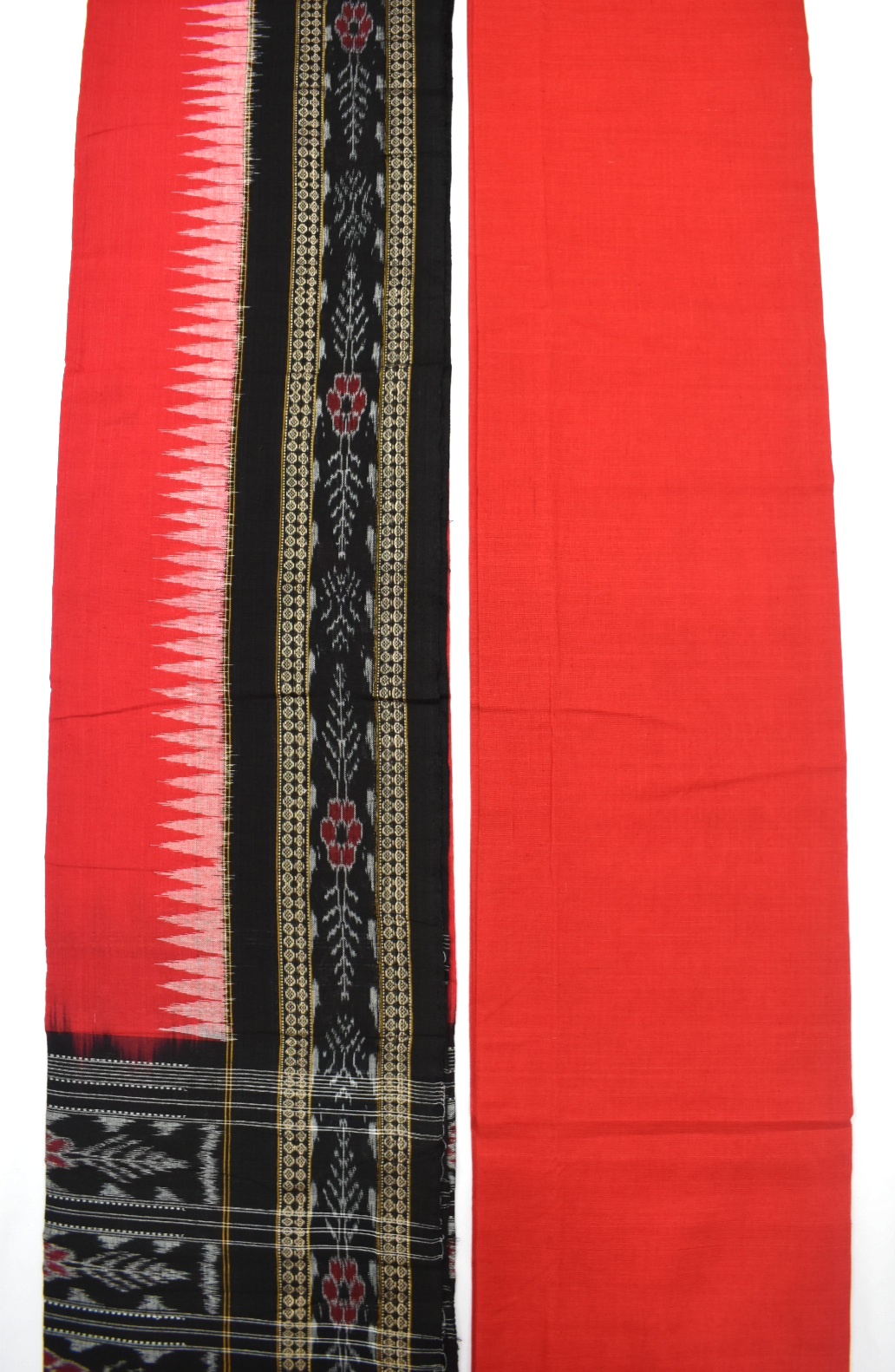 Black Colour Pasapali Design Sambalpuri Handloom Cotton Dress Material - Image 3