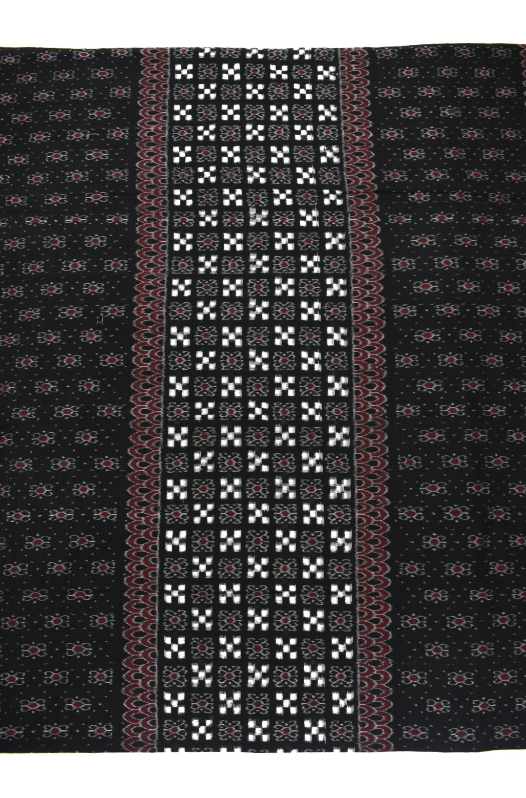 Black Colour Pasapali Design Sambalpuri Handloom Cotton Dress Material - Image 5