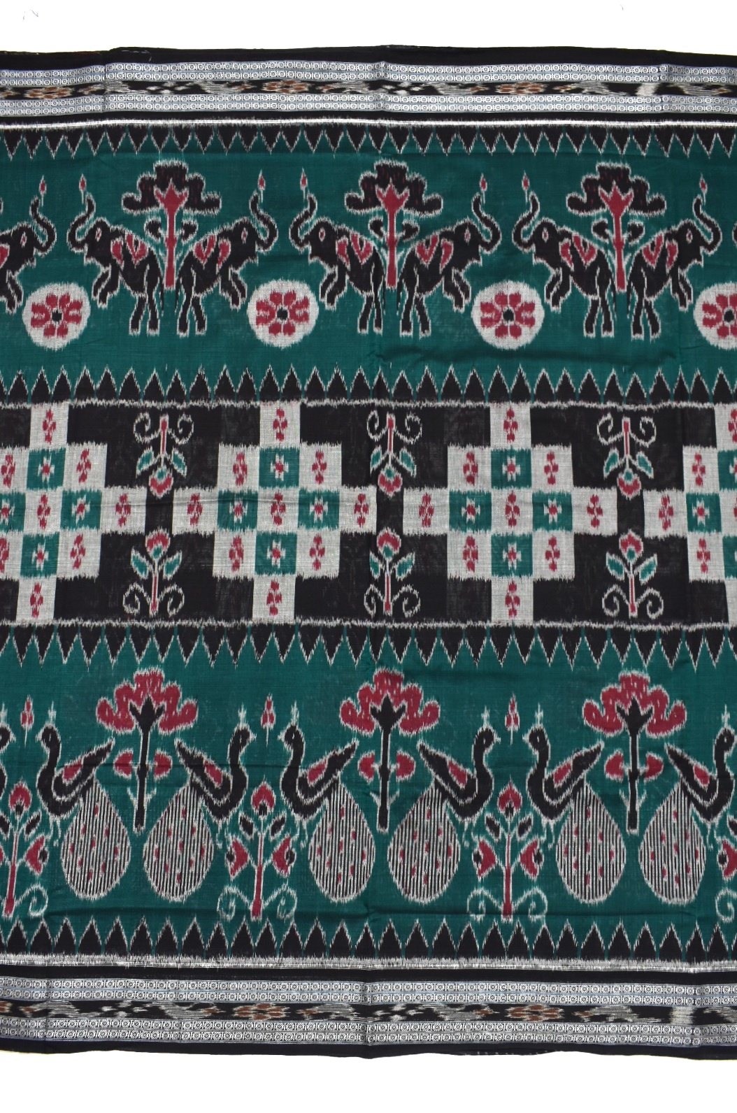 Green Colour Sambalpuri Handloom Cotton Bandha Saree