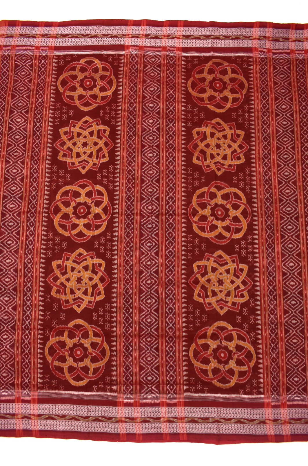 Maroon-Black Combination Pasapali Design Sambalpuri Handloom Cotton Saree - Image 2