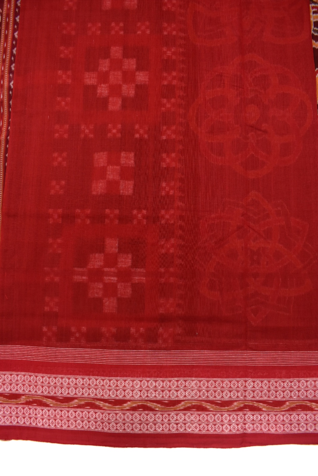 Maroon-Black Combination Pasapali Design Sambalpuri Handloom Cotton Saree - Image 6