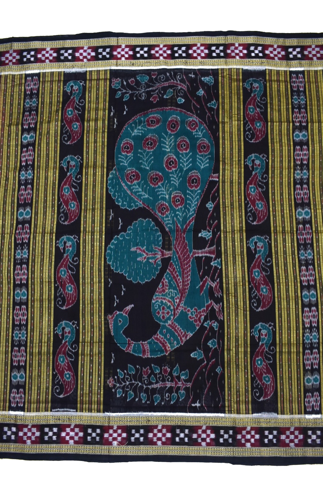 Maroon Colour Pasapali Border Sambalpuri Handloom Cotton Bomkai Saree - Image 2