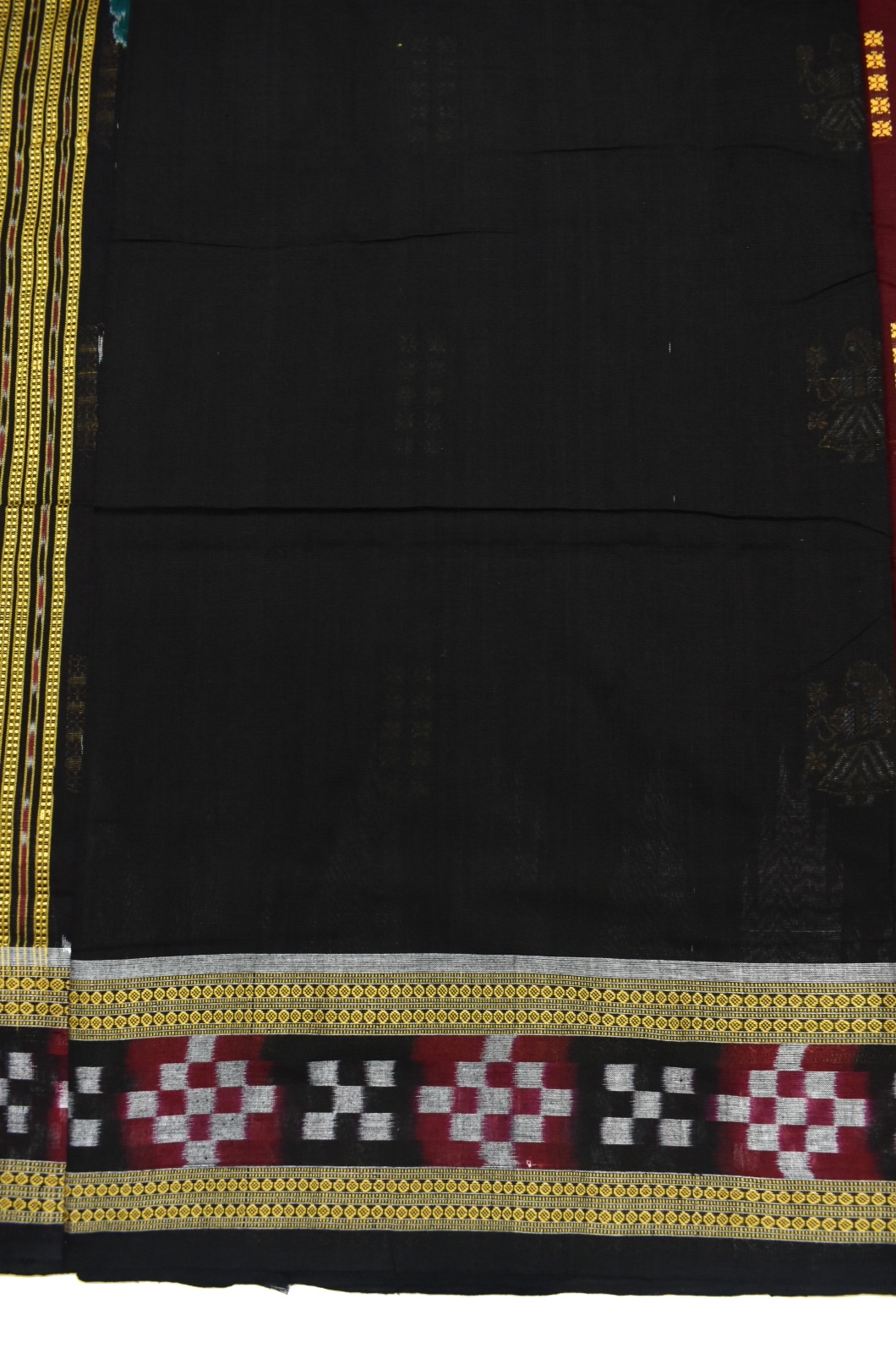 Maroon Colour Pasapali Border Sambalpuri Handloom Cotton Bomkai Saree - Image 6