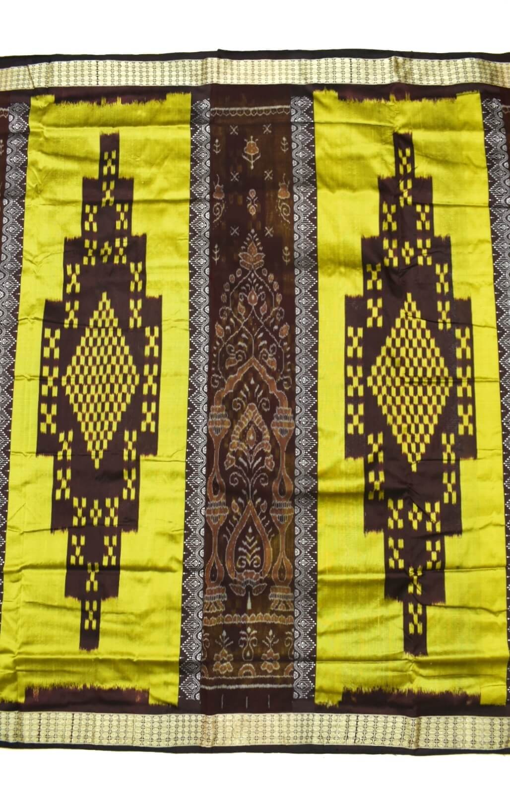 Lemon Colour Sambalpuri Handloom Bomkai Silk Saree