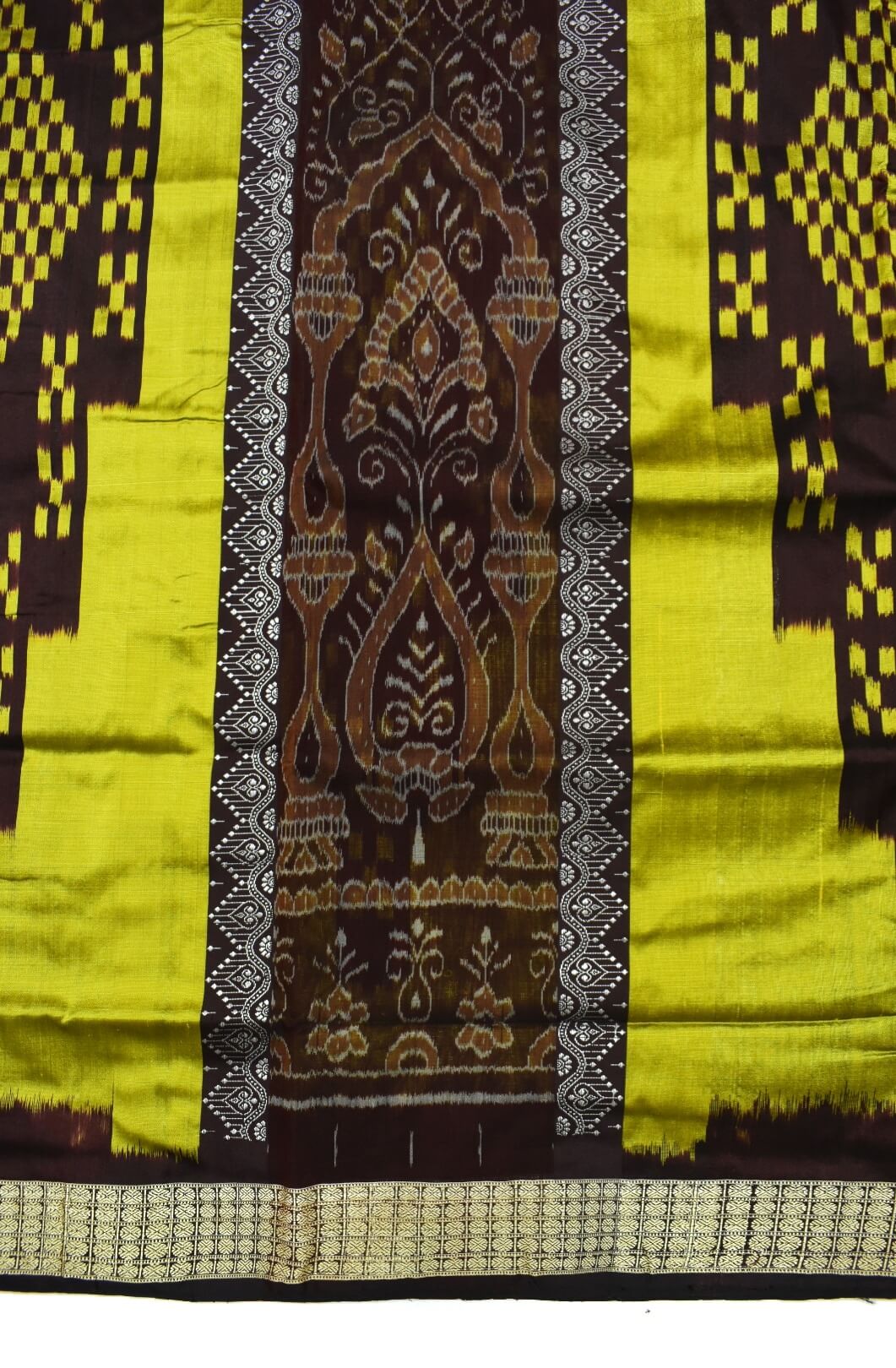 Lemon Colour Sambalpuri Handloom Bomkai Silk Saree - Image 4