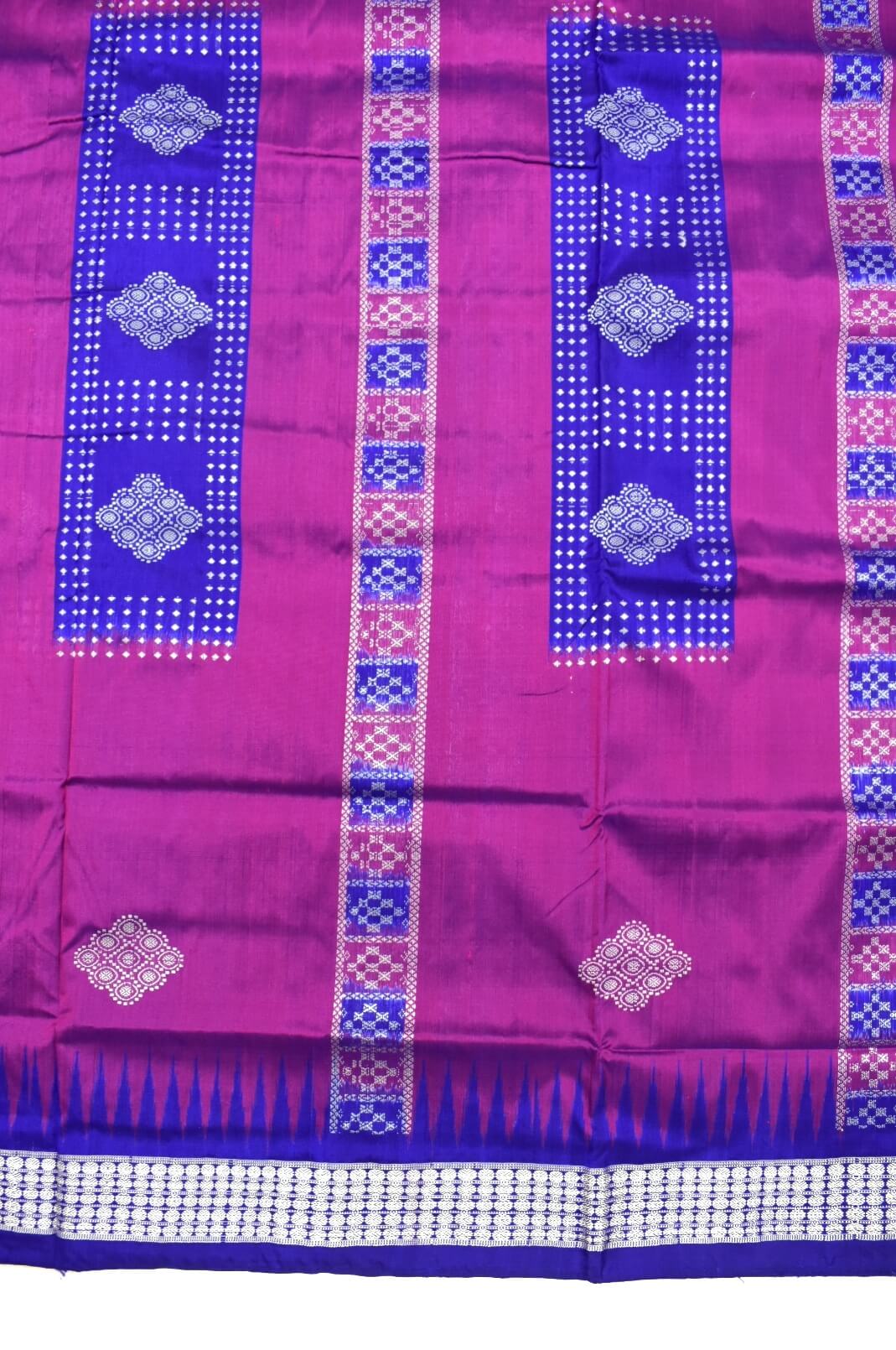 Purple Colour Sambalpuri Handloom Bomkai Silk Saree - Image 4