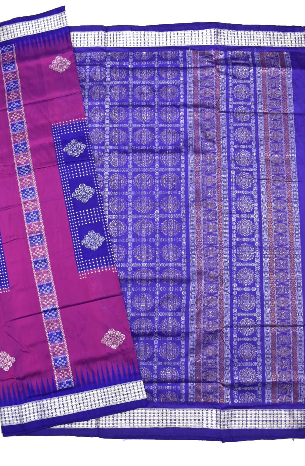 Purple Colour Sambalpuri Handloom Bomkai Silk Saree - Image 5