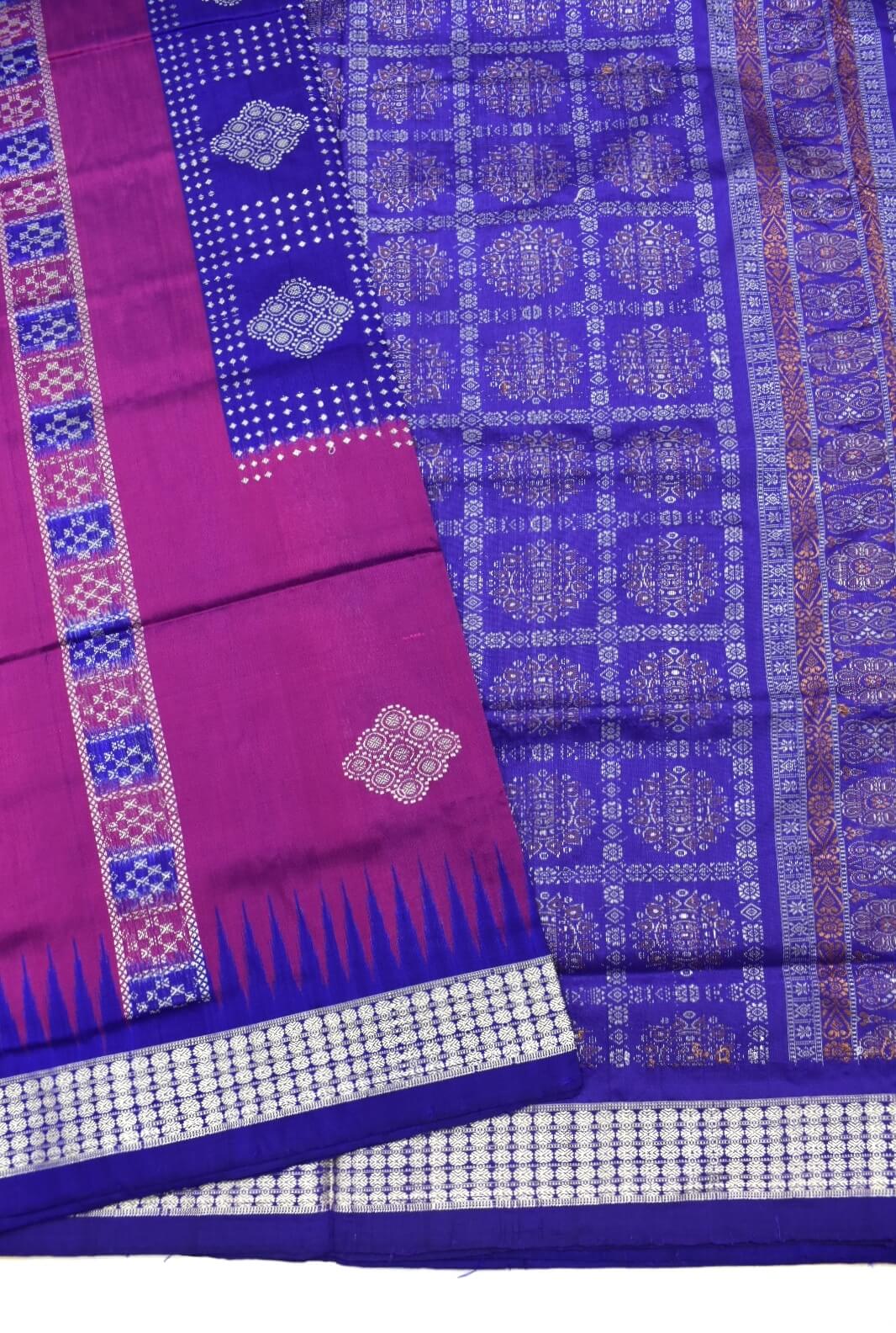 Purple Colour Sambalpuri Handloom Bomkai Silk Saree - Image 3