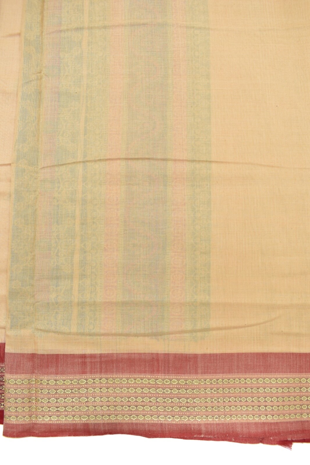 Rust-Cream Colour Sambalpuri Handloom cotton Bomkai Saree - Image 5