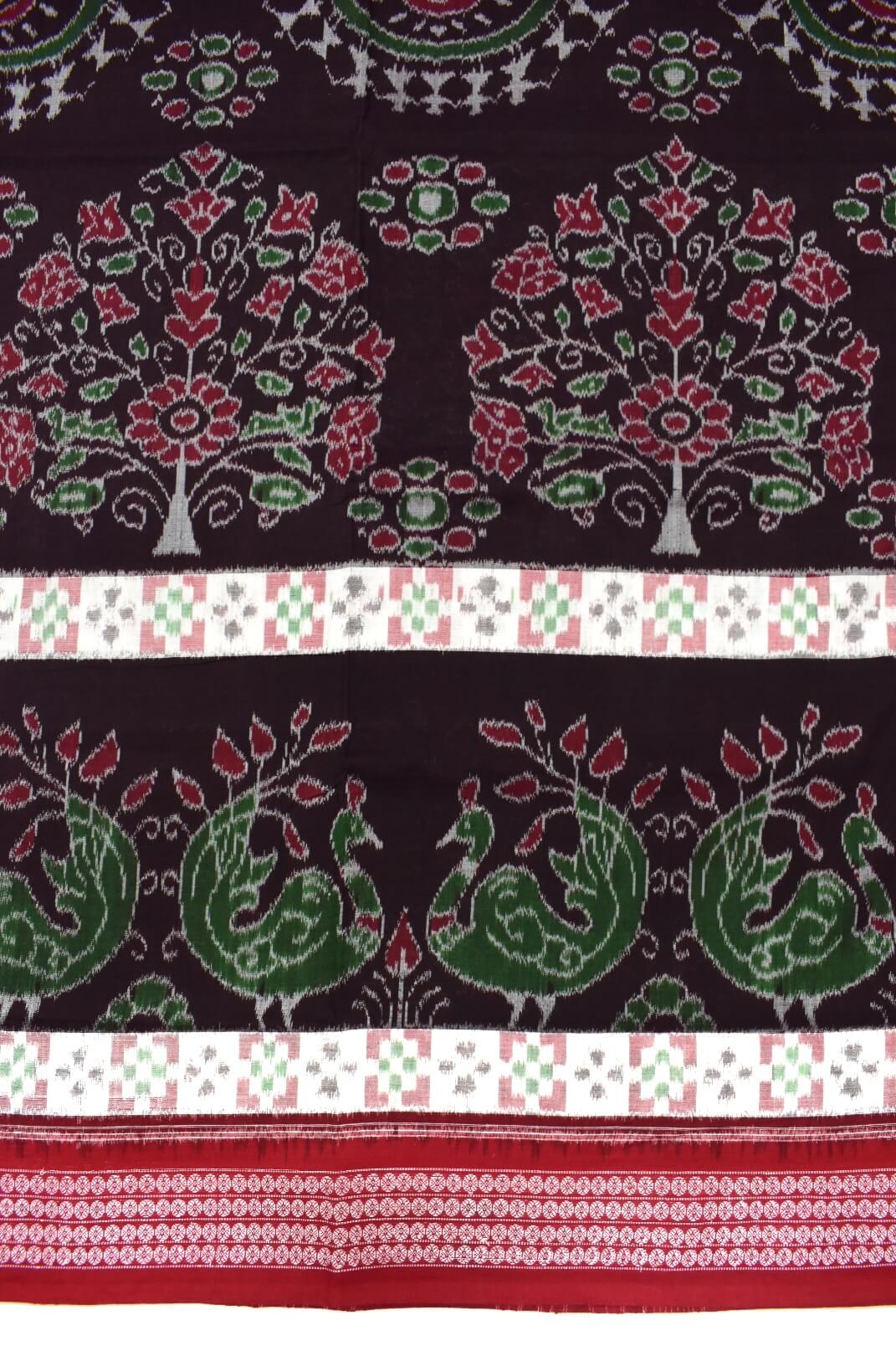 Black Colour Sambalpuri Handloom Cotton Bandha Saree - Image 4