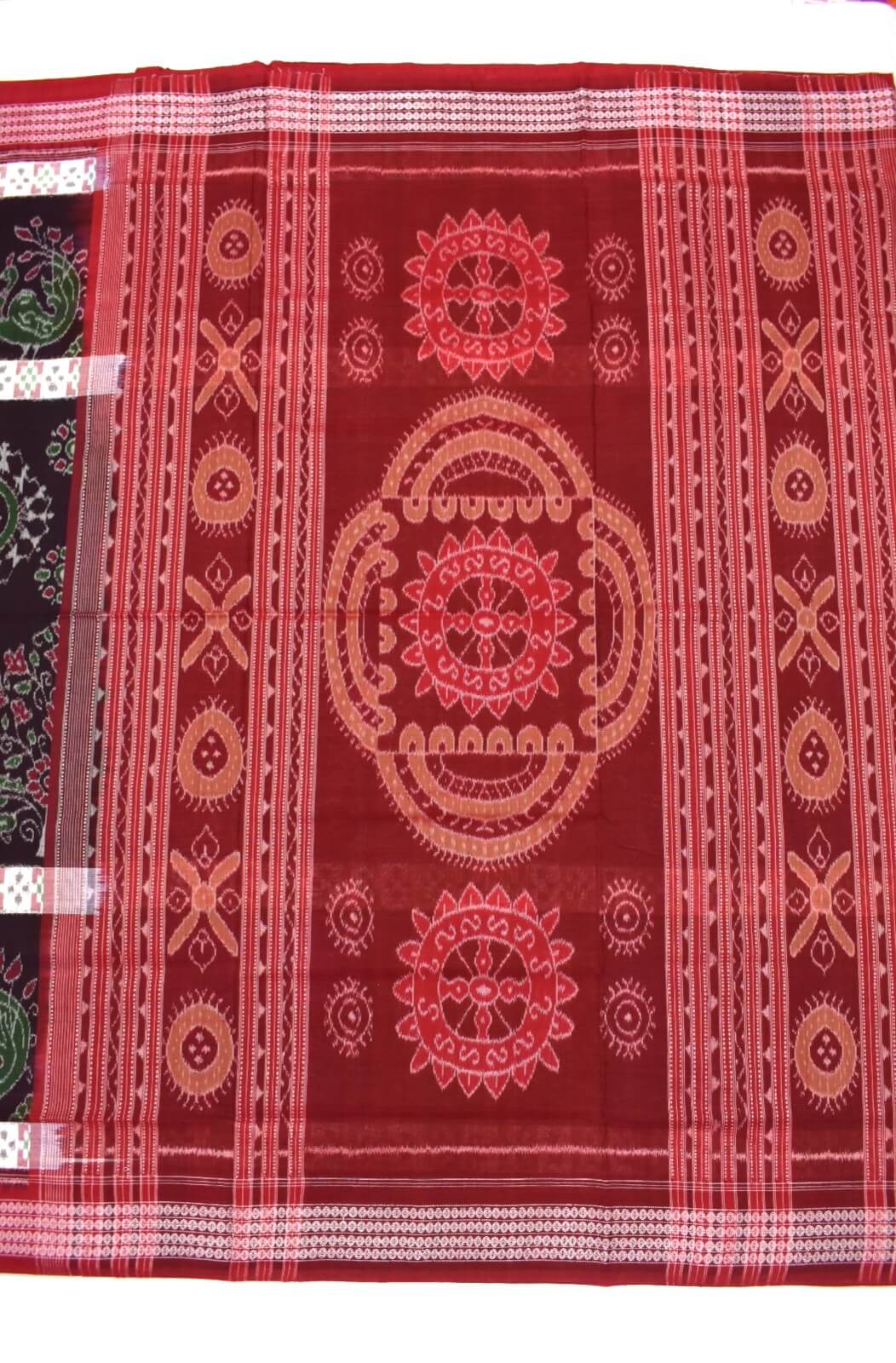 Black Colour Sambalpuri Handloom Cotton Bandha Saree - Image 2