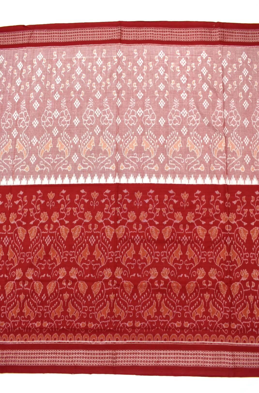 Red Colour Sambalpuri Handloom Cotton Bandha Saree