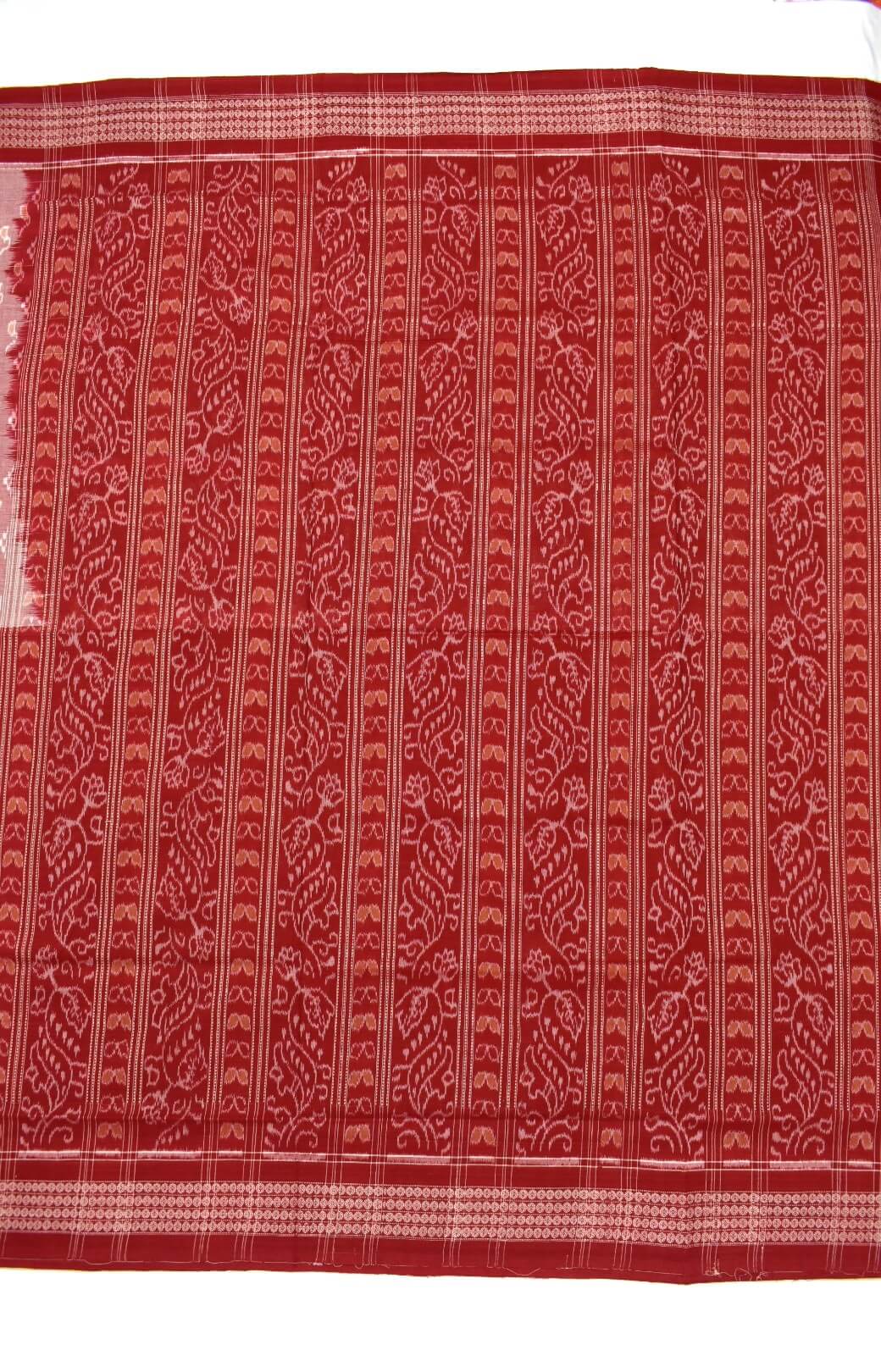 Red Colour Sambalpuri Handloom Cotton Bandha Saree - Image 2