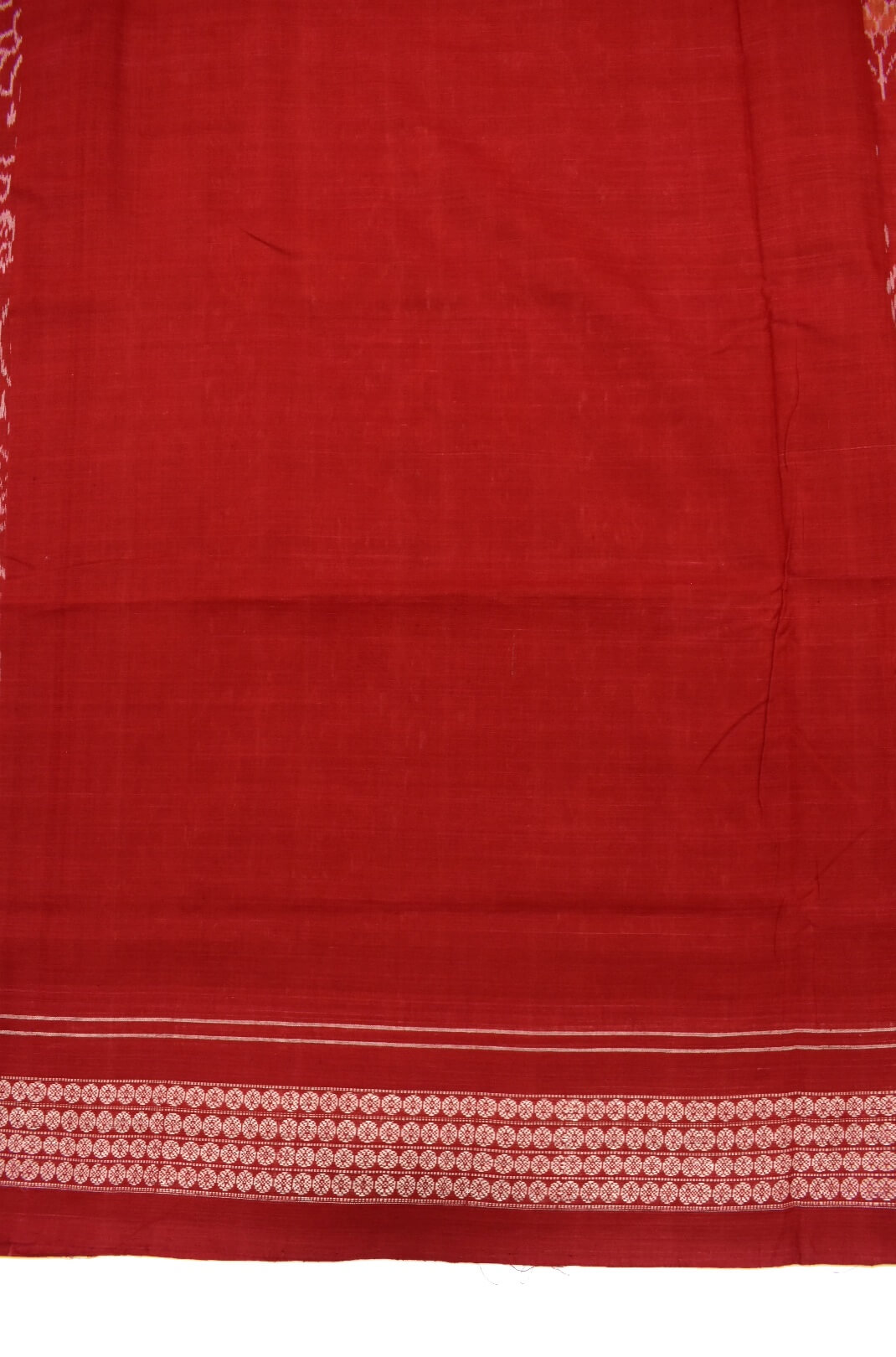 Red Colour Sambalpuri Handloom Cotton Bandha Saree - Image 5