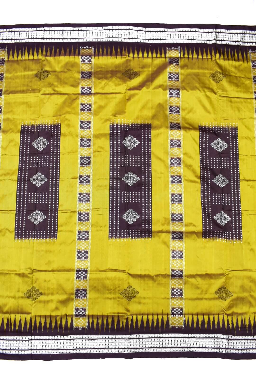 Goldenyellow Colour Sambalpuri Handloom Bomkai Silk Saree