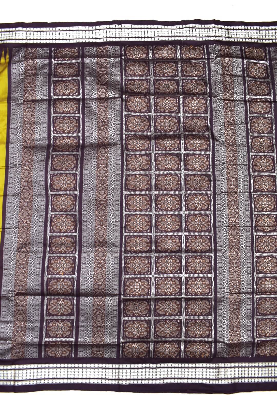 Goldenyellow Colour Sambalpuri Handloom Bomkai Silk Saree - Image 2