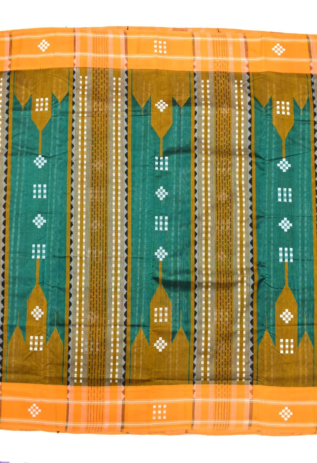 Green Colour Sambalpuri Handloom Cotton/silk Mix Bapta Saree