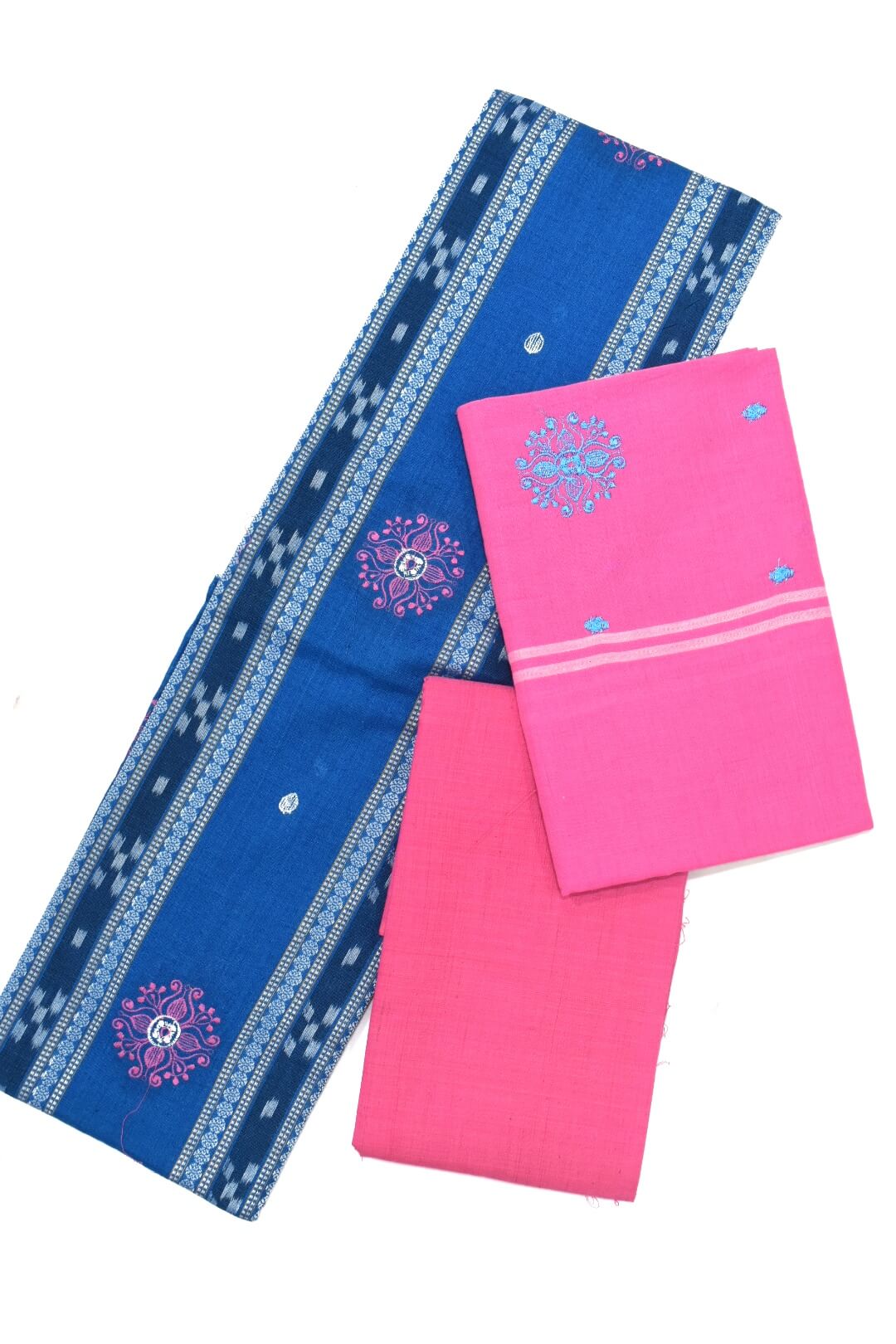 Sky Colour Sambalpuri Handloom Cotton Bomkai Dress Material