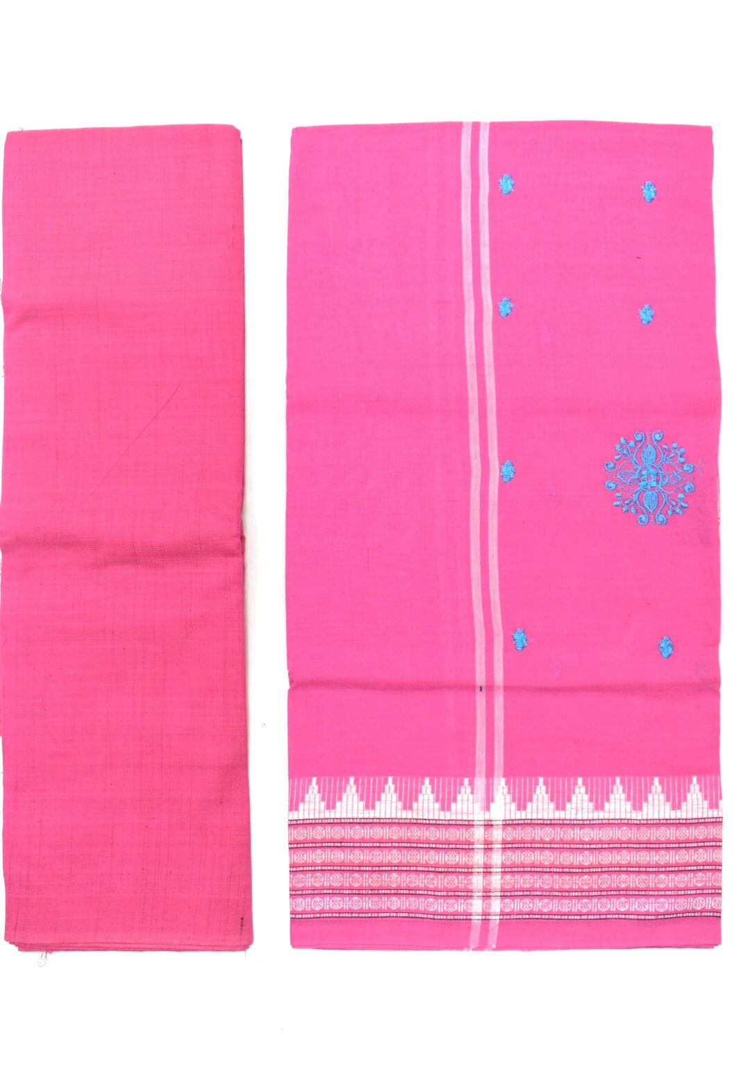Sky Colour Sambalpuri Handloom Cotton Bomkai Dress Material - Image 2